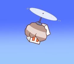  blue_background commentary_request flat_color flying full_body gradient_background highres motion_lines nacli pokemon pokemon_(creature) pokemon_focus propeller rectangular_eyes redny simple_background solo takecopter 