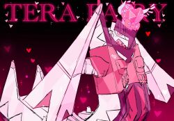  archaludon assault_vest_(pokemon) badfish08 clothed_pokemon heart lower_teeth_only no_humans open_mouth pokemon pokemon_(creature) pokemon_focus red_vest sharp_teeth solo teeth terastallization vest 