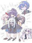  25-ji_kaito 25-ji_miku 25-ji_nightcord_de._(project_sekai) 2girls ? ?? akiyama_mizuki angry asahina_mafuyu black_footwear blue_eyes blue_hair brown_eyes brown_footwear bunny_ears_prank commentary confused crayon full_body grey_skirt hatsune_miku heterochromia highres holding holding_crayon immiscible_discord_(project_sekai) kaito_(vocaloid) long_hair miyamasuzaka_girls&#039;_academy_school_uniform multiple_girls neto_moti official_alternate_costume on_floor pantyhose pink_eyes pink_hair ponytail project_sekai purple_hair sailor_collar school_uniform shinonome_ena shirt shoes simple_background sketch skirt sleeves_past_fingers sleeves_past_wrists sweater violet_eyes white_background white_hair yoisaki_kanade 