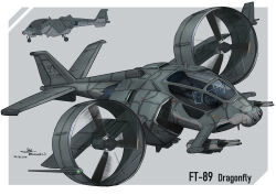  absurdres aircraft alternate_design artist_name attack_helicopter border chain_gun commentary_request dated grey_background heads-up_display helicopter highres james_cameron's_avatar landing_gear military military_vehicle no_humans original science_fiction signature teisei_misagi tiltrotor user_interface vehicle_focus vehicle_name weapon white_border 
