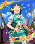 blue_hair character_name closed_eyes dress idolmaster_million_live!_theater_days kitakami_reika long_hair smile twintails