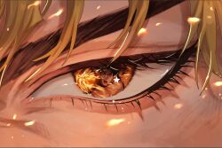  2boys blonde_hair close-up dio_brando eye_focus eye_reflection eyelashes fire highres incoming_attack jojo_no_kimyou_na_bouken jonathan_joestar male_focus multiple_boys open_mouth phantom_blood reflection rr9pt76u5phwgqx solo_focus star_(symbol) v-shaped_eyebrows yellow_eyes 