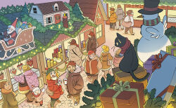  :d beanie black_hat blonde_hair box brown_hair candle carrot cat child christmas christmas_market christmas_wreath coat commentary_request cup facial_hair german_flag germany gift gift_box gurihiru hair_bun hat heart holding holding_cup mittens mug multiple_boys multiple_girls open_mouth orange_scarf original pine_tree pom_pom_(clothes) pom_pom_beanie red_scarf santa_claus scarf short_hair sleigh smile snowman top_hat tree winter wreath 
