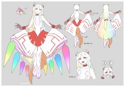  1other commentary_request dragon_girl dragon_horns dragon_tail dragoon_(kirby) highres horns humanization kirby_(series) kirby_air_ride kirby_air_riders lena18 long_hair multicolored_hair open_mouth rainbow_hair red_eyes simple_background tail translation_request very_long_hair wings 