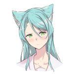  animal_ears aqua_hair bang_dream! blush green_eyes hair_between_eyes highres hikawa_sayo kemonomimi_mode long_hair looking_at_viewer portrait sketch sou_(user_hgyh8775) swept_bangs 