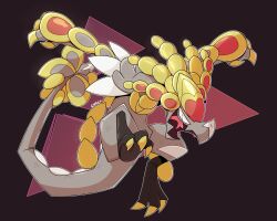  absurdres claws commentary english_commentary forked_tongue full_body highres kommo-o lunarscope no_humans open_mouth outline pokemon pokemon_(creature) pokemon_focus scales slit_pupils solo tongue white_outline 