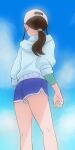  1girl ass brown_hair character_request haruyama_kazunori hat hood hoodie long_hair panties panties_under_shorts pantyshot ponytail short_shorts shorts solo underwear upshorts white_panties 