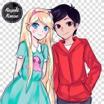 1boy 1girl anime_style blonde_hair blue_eyes brown_eyes brown_hair couple marco_diaz star_butterfly star_vs_the_forces_of_evil