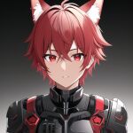  ai-generated animal_ears arlo_the_2nd_armored_fox armor copyright_request fox_boy fox_ears looking_at_viewer non-web_source red_eyes redhead short_hair techwear 