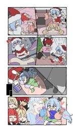 1boy alice_thymefield animal_ears artist_name butler christmas coyote_boy goat_girl goat_horns komano_manato long_hair lucia_(zenless_zone_zero) lucia_elowen multiple_girls rabbit_ears scylla short_hair ukinami_yuzuha yidhari_(zenless_zone_zero) yidhari_murphy zenless_zone_zero