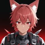  ai-generated copyright_request issac_the_armored_fox looking_at_viewer non-web_source red_eyes redhead short_hair techwear 