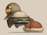  animal animal_focus bird brown_background dated egg floating gaimoon highres machine no_humans original shadow signature simple_background vehicle_focus 