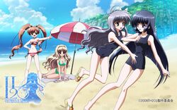  bikini h2o_~footprints_in_the_sand~ kagura_hinata kohinata_hayami school_swimsuit swimsuit tabata_yui trap wallpaper yakumo_hamaji 