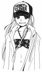  1girl baseball_cap bikini hat honey_and_clover jacket monochrome navel solo tagme umino_chica yamada_ayumi 