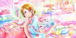 blush brown_hair dress kimono koizumi_hanayo love_live!_school_idol_festival_all_stars short_hair smile violet_eyes