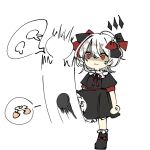  angry black_dress chibi child crotch_kick dress dtto. highres kicking marigol40294223 pale_skin red_eyes red_tie scarz skull_ornament utaite_(singer) virtual_youtuber white_hair 