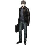  1boy artist_request black_footwear black_gloves black_jacket blue_pants blue_shirt brown_hair closed_mouth denim expressionless facial_hair full_body girls_frontline gloves holding holding_suitcase jacket k_(girls&#039;_frontline) long_sleeves looking_at_viewer official_art pants shirt shoes short_hair simple_background solo standing stubble suitcase transparent_background 