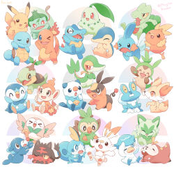  >_< >_o :3 ^_^ artist_name blue_eyes blush bright_pupils brown_eyes bulbasaur charmander chespin chikorita chimchar closed_eyes closed_mouth colored_sclera commentary_request cyndaquil fang fennekin froakie fuecoco grookey happy highres litten looking_at_viewer mudkip mugita_konomi no_humans one_eye_closed open_mouth oshawott pikachu piplup pokemon pokemon_(creature) popplio quaxly red_eyes rowlet scorbunny sharp_teeth simple_background smile snivy sobble sprigatito squirtle starter_pokemon_trio teeth tepig tongue torchic totodile treecko turtwig upper_teeth_only v-shaped_eyebrows white_background white_pupils yellow_sclera 
