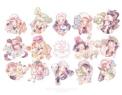  6+girls akari_(pokemon) armpits bandana baseball_cap beanie black_hair black_shirt black_vest blonde_hair blue_eyes blue_hair blue_overalls blue_shirt blush bow braid breasts brown_eyes brown_hair cardigan charmander closed_eyes closed_mouth collared_shirt colored_sclera cropped_torso donut_hair_bun double_bun dress elaine_(pokemon) eyewear_on_headwear fennekin fire flame-tipped_tail flower galaxy_expedition_team_survey_corps_uniform gloria_(pokemon) gloves green_bandana green_hat green_jacket grey_cardigan grey_eyes hair_bun hair_ornament hairclip harmony_(pokemon) hashtag-only_commentary hat hat_bow hat_flower headscarf high_ponytail hikari_(pokemon) hilda_(pokemon) hood hooded_cardigan jacket juliana_(pokemon) leaf_(pokemon) long_hair long_sleeves lyra_(pokemon) may_(pokemon) multiple_girls necktie newsboy_cap on_head on_shoulder one_eye_closed open_clothes open_jacket open_mouth open_vest orange_shirt oshawott overalls pikachu pink_dress pink_hat piplup pokemon pokemon_(creature) pokemon_bw pokemon_bw2 pokemon_dppt pokemon_emerald pokemon_frlg pokemon_hgss pokemon_legends:_arceus pokemon_legends:_z-a pokemon_lgpe pokemon_on_head pokemon_on_shoulder pokemon_rse pokemon_sm pokemon_sv pokemon_swsh pokemon_usum pokemon_xy ponytail purple_necktie raglan_sleeves red_hat red_scarf rosa_(pokemon) rowlet ryokuno_green scarf school_uniform scorbunny selene_(pokemon) serena_(pokemon) shirt short_hair short_sleeves sidelocks sleeveless sleeveless_shirt smile snivy sprigatito sun_hat tail tam_o'_shanter totodile treecko twintails uva_academy_school_uniform vest visor_cap white-framed_eyewear white_gloves white_hat white_headscarf white_shirt wristband yellow_sclera yellow_shirt z-ring 