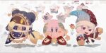 1other 2boys :d blue_coat blush_stickers bow bowtie coat detached_sleeves fangs gloves hat kirby kirby_(series) looking_at_viewer magolor marx_(kirby) mi_(mm) no_humans open_mouth red_bow red_bowtie red_footwear shoes smile star_(symbol) violet_eyes white_background yellow_gloves |_|