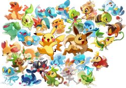  animal_focus anniversary blue_eyes bulbasaur charmander chespin chikorita chimchar closed_eyes closed_mouth colored_sclera cyndaquil eevee fennekin fire firstsun_d flame-tipped_tail froakie fuecoco grookey hashtag-only_commentary highres holding holding_stick litten mudkip no_humans open_mouth oshawott pikachu piplup pokemon pokemon_(creature) pokemon_day pokemon_focus popplio quaxly red_eyes rowlet scorbunny smile snivy sobble sprigatito squirtle stick tail tepig torchic totodile treecko turtwig yellow_sclera 
