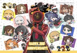  +_+ 1other 6+boys 6+girls :< :3 ? \m/ adjusting_eyewear alyssa_(project_moon) antlers araya_(project_moon) arms_up arthropod_limbs bespectacled black_gloves black_hair black_jacket black_pants black_shirt blonde_hair blue_eyes blue_hair blush_stickers bow brown_hair c: charon_(project_moon) cheering chibi clenched_hands clock closed_eyes coat collared_shirt commentary crossed_bandaids dante_(limbus_company) dark-skinned_female dark-skinned_male dark_skin don_quixote_(project_moon) double_bun dress drop_shadow earrings english_commentary ezra_(project_moon) faust_(project_moon) feet_out_of_frame fire full_body glasses gloves gregor_(project_moon) grey_dress grey_hair hair_bun hairband happy_anniversary hat heathcliff_(project_moon) highres hohenheim_(project_moon) holding holding_sword holding_weapon hong_lu_(project_moon) horns ishmael_(project_moon) jacket jacket_on_shoulders jewelry jia_xichun_(project_moon) katana lcb_uniform_(project_moon) limbus_company long_hair looking_at_viewer marton_(project_moon) meursault_(project_moon) mole mole_under_eye moses_(project_moon) multicolored_hair multiple_boys multiple_girls necktie one_eye_closed open_mouth orange_eyes orange_hair outis_(project_moon) outline pants patterned_background pointing ponytail project_moon red_coat red_eyes red_hair red_necktie rodion_(project_moon) running ryoshu_(project_moon) shirt short_hair sinclair_(project_moon) single_earring sleeves_rolled_up smile south_ac sparkle squeans streaked_hair sword the_distortion_detective thumbs_up twintails twitter_username upper_body vergilius_(project_moon) vespa_crabro violet_eyes weapon white_background white_bow white_shirt yi_sang_(project_moon) 