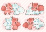  affectionate alolan_vulpix blush_stickers bright_pupils brown_eyes closed_mouth commentary_request cuddling heart mugita_konomi no_humans one_eye_closed outline pokemon pokemon_(creature) signature smile vulpix white_pupils 