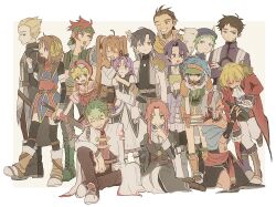  6+boys 6+girls agate_crosner ahoge alan_richard anelace_elfead armor ascot bird black_coat black_hair black_shirt black_thighhighs blonde_hair blue_armor blue_eyes blue_hair boots bow breastplate bridal_gauntlets brown_boots brown_eyes brown_hair coat commentary_request cross_scar crumbs dress eiyuu_densetsu estelle_bright everyone falcon gloves goggles goggles_on_head green_boots green_hair green_headband green_vest grey_hair hair_bow hair_ribbon hat headband highres jacket jewelry josette_capua joshua_bright julia_schwarz kevin_graham kloe_rinz macha_(macha3635toa) mueller_vander multiple_boys multiple_girls necklace olivert_reise_arnor overalls pants pauldrons purple_hair purple_shirt red_coat red_dress red_hair red_hat red_overalls renne_(eiyuu_densetsu) ribbon ries_argent scar scar_on_cheek scar_on_face scherazard_harvey shirt shoulder_armor sieg_(eiyuu_densetsu) single_pauldron skirt sora_no_kiseki sword thigh-highs tita_russell twintails vest violet_eyes visor_cap weapon white_coat white_dress white_jacket white_pants white_skirt yellow_eyes zin_vathek 