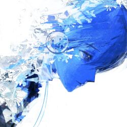  1boy closed_mouth dutch_angle flower from_side gekkoukan_high_school_uniform gou_tou21081 hashtag-only_commentary highres male_focus parted_hair persona persona_3 profile school_uniform short_hair simple_background solo white_background yuuki_makoto_(persona_3) 