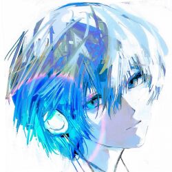  1boy blue_hair closed_mouth double-parted_bangs gou_tou21081 hair_between_eyes hashtag-only_commentary headphones highres looking_at_viewer male_focus persona persona_3 short_hair simple_background solo white_background yuuki_makoto_(persona_3) 