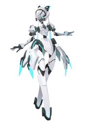  1girl absurdres armor azu_(yu_de_ta_ya_tu) black_skin blue_eyes blue_sclera colored_sclera colored_skin commentary full_body helmet highres joints looking_at_viewer original parted_lips robot_girl robot_joints science_fiction solo standing white_background 