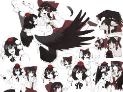  ! 2girls animal animalization ascot bird bird_wings black_bird black_skirt bow brown_eyes brown_hair brown_wings closed_eyes clothed_animal commentary_request crossed_legs crow cup detached_sleeves dog feathered_wings frilled_hair_tubes frilled_skirt frills hair_bow hair_tubes hakurei_reimu hat highres holding holding_cup long_hair multiple_girls multiple_views pom_pom_(clothes) red_bow red_eyes red_hat red_skirt ribbon-trimmed_sleeves ribbon_trim shameimaru_aya shameimaru_aya_(crow) shirt short_sleeves skirt skirt_set speech_bubble spoken_exclamation_mark thought_bubble tktkhappymchyru tokin_hat touhou translation_request white_shirt wings yellow_ascot yunomi yuri 