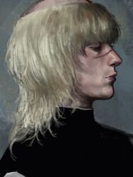  1boy badeni black_tabard blonde_hair chi.:_chikyuu_no_undou_ni_tsuite closed_eyes closed_mouth commentary_request eyelashes from_side highres k05062688 lips male_focus medium_hair nose profile scar scar_on_face scar_on_nose solo tabard tonsure 