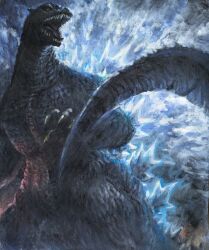  animal_ears claws fangs g.n.a giant giant_monster glowing_spikes godzilla godzilla:_final_wars godzilla_(series) jaw kaiju monster no_humans open_mouth red_eyes scales sharp_teeth spikes spines tail teeth tokusatsu very_long_tail 