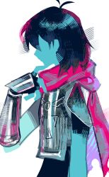  0916psy 1other absurdres antenna_hair arm_at_side armor black_bodysuit black_gloves black_hair blue_skin bodysuit cape colored_skin commentary_request deltarune elbow_gloves faceless facing_ahead fingerless_gloves from_side gloves grey_armor hand_up hatching_(texture) highres korean_commentary kris_(dark_world)_(deltarune) kris_(deltarune) layered_gloves medium_hair no_lineart other_focus pink_cape profile short_sleeves shoulder_armor simple_background solo utdr_(toby_fox) white_background 