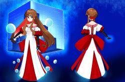  black_gloves bubble concept_art dress expressionless fate/extra fate_(series) from_behind gloves kishinami_hakuno_(female) moon_cell_core_(fate) 