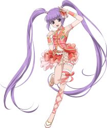 1girl alternate_costume artist_request breasts cosplay detached_sleeves full_body game_cg hair_ribbon hand_on_own_chest highres idol idol_clothes idolmaster jacket leg_ribbon long_hair looking_at_viewer multicolored_skirt official_art open_mouth pink_jacket pink_ribbon pink_skirt purple_hair ribbon salute shoes skirt sleeveless sleeveless_jacket small_breasts smile solo sophie_(idol)_(tales) sophie_(tales) standing standing_on_one_leg tales_of_(series) tales_of_asteria tales_of_graces third-party_source transparent_background twintails very_long_hair violet_eyes white_shoes white_sleeves 