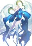  1girl aqua_hair black_dress black_scarf closed_mouth commentary_request curled_horns dragon_girl dragon_horns dress fate/grand_order fate/grand_order_arcade fate_(series) green_horns hair_between_eyes highres horns kabutomushi_s larva_tiamat_(fate) long_hair looking_at_viewer pink_eyes pointy_ears scarf short_dress simple_background sleeves_past_fingers sleeves_past_wrists solo symbol-shaped_pupils tiamat_(fate) twintails very_long_hair white_background x-shaped_pupils 