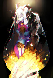 1boy 1other 2017 2d alternate_form ambiguous_gender animal_ears animal_nose anthro asriel_dreemurr asriel_dreemurr_(god_of_hyperdeath) back black_background black_cloak black_sclera blue_shirt body_fur brown_hair brown_shorts child chromatic_aberration cloak closed_eyes colored_sclera crying digital_media double_horizontal_stripe droopy_ears duo face_mark facing_down fangs floppy_ears flower frisk_(undertale) furry furry_male goat goat_boy goat_ears goat_horns heart_necklace height_difference horizontal-striped_clothes horns hug human jewelry kyouichi long_sleeves male mammal monster monster_boy necklace pink_stripes purple_robe robe shirt short_hair shorts simple_background sparkle spotlight striped_clothes striped_shirt tears two-tone_shirt undertale utdr_(toby_fox) white_fur white_horns white_sleeves yellow_flower