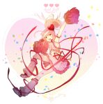  1girl amulet_heart character_name cheerleader full_body hair_ornament heart heart_hair_ornament highres hinamori_amu leg_warmers orange_eyes pink_hair pink_shirt pink_skirt pom_pom_(cheerleading) shirt shugo_chara! skirt solo visor_cap white_background youmicitrustea 