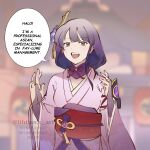  genshin_impact highres japanese_clothes kimono lihito_kamizawa purple_hair raiden_shogun scaramouche_(genshin_impact) 