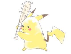  baseball_bat full_body holding holding_baseball_bat inkerton-kun looking_at_viewer lowres nail_(hardware) nail_bat no_humans pikachu pokemon pokemon_(creature) pokemon_focus simple_background smile solo white_background 