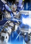  asaba_naoto beam_cannon commentary energy_cannon energy_gun firing glowing gun gundam gundam_aerial_rebuild gundam_suisei_no_majo highres holding holding_gun holding_weapon mecha mobile_suit no_humans robot science_fiction solo upper_body v-fin weapon white_eyes 