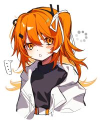  ... 1girl a.i._voice absurdres adachi_rei black_hairband black_shirt blush_stickers commentary_request cropped_torso drawstring hair_between_eyes hair_intakes hairband highres jacket loading_icon long_hair one_side_up open_clothes open_jacket orange_eyes orange_hair parted_lips shigure_(rinky_creater) shirt simple_background solo spoken_ellipsis utau white_background white_jacket 