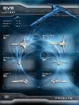  3d blue_theme commentary concept_art copyright_name eve_online frigate_(eve_online) from_above from_behind from_below from_side highres logo military military_vehicle mystic-galaxy no_humans original radio_antenna science_fiction spacecraft thrusters vehicle_focus 