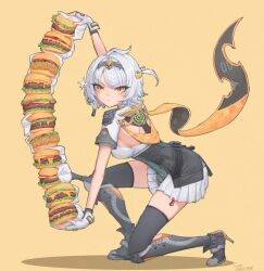  1girl anby_demara anby_demara_(silver_soldier) burger hamburger short_hair zenless_zone_zero 