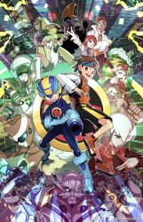  1other 4girls 6+boys arm_cannon armor assault_visor bald baryl_(mega_man) bass.exe_(mega_man) battle_chip black_hair black_helmet black_shirt black_shorts blonde_hair blue_bodysuit blue_headband blue_helmet blue_skin blue_vest bodysuit breasts brothers clenched_hand cloak colonel.exe_(mega_man) colored_skin colorman.exe commentary_request count_zap_(mega_man) dark-skinned_male dark_skin dex_oyama_(mega_man) dr._wily_(mega_man) elecman.exe emblem eugene_chaud_(mega_man) everyone facial_hair fins fire fireman.exe gateman.exe glasses glide.exe_(mega_man) glitch goatee green_helmet green_shirt gutsman.exe hat head_fins headband helmet highres higsby_(mega_man) holding kakashino_kakato lan_hikari_(mega_man) long_hair magicman.exe male_focus mayl_sakurai_(mega_man) medium_breasts mega_man_(series) mega_man_battle_network_(series) mega_man_battle_network_1 mega_man_battle_network_2 mega_man_battle_network_3 megaman.exe mohawk monocle mr._famous_(mega_man) mr._match_(mega_man) ms._madd_(mega_man) multiple_boys multiple_girls netnavi numberman.exe orange_vest pink_bodysuit pink_hair pink_helmet protoman.exe raika_(mega_man) red_armor red_eyes red_hair red_helmet red_vest revision roll.exe_(mega_man) searchman.exe serenade_(mega_man) shirt short_hair shorts siblings spikes spiky_hair twins twintails upper_body vest weapon white_hair white_shirt wizard_hat yahoot_(mega_man) yai_ayanokoji_(mega_man) 