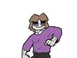  brown_hair colored_skin grey_skin muscular non-web_source original purple_shirt sash_sweat shirt thick_eyebrows violet_eyes walking 