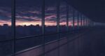  akafune building ceiling city cityscape clouds cloudy_sky commentary_request evening highres indoors no_humans original reflective_floor scenery signature sky skyline sunset tile_ceiling tile_floor tiles window 