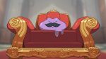  ._. black_eyes blurry blurry_background commentary ditto dripping drunkoak english_commentary facial_hair highres indoors looking_at_viewer mustache no_humans on_chair pokemon pokemon_(creature) slime_(creature) straight-on throne 